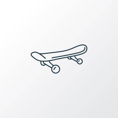 Kaykay simgesi çizgisi sembolü. Kaliteli kalite, modaya uygun olarak izole edilmiş ekstrem tahta ögesi.