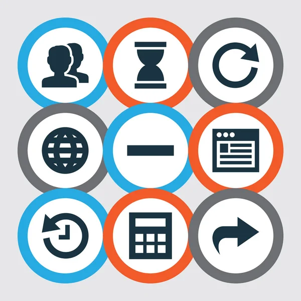 Interface icons set with ahead, hourglass, browser and other web elements. Isolated vector illustration interface icons.