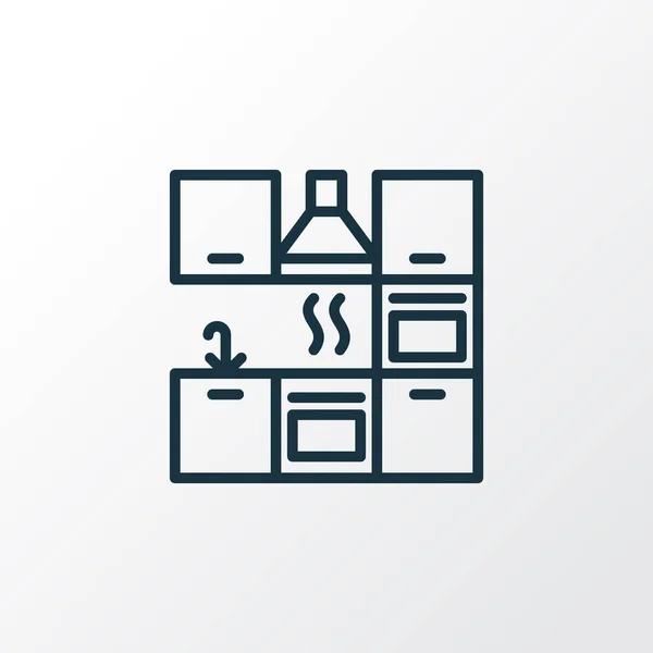 Keuken meubels pictogram lijn symbool. Premium kwaliteit geïsoleerd interieur element in trendy stijl. — Stockvector