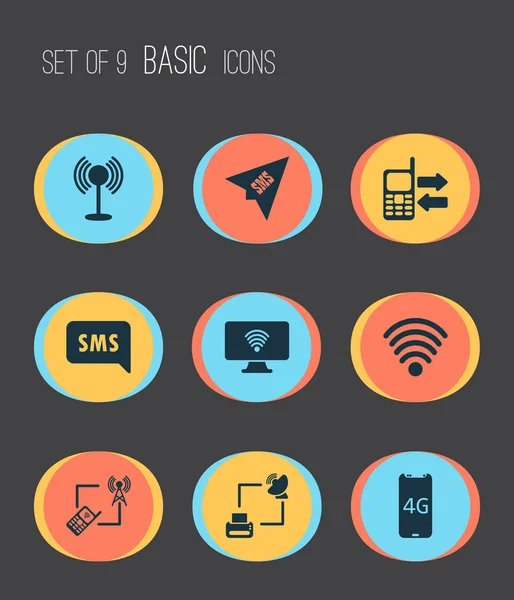 Kommunikationssymbole mit Wifi, 4g-Smartphone, Computer-Wifi und anderen Sendeelementen. Isolierte Vektor Illustration Kommunikation Symbole. — Stockvektor