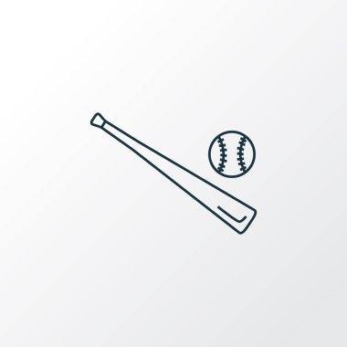 Beyzbol ikonu çizgi sembolü. Moda tarzında birinci kalite izole vuruş ögesi.