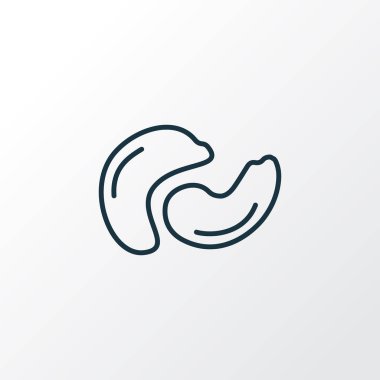 Kaju ikonu çizgisi sembolü. Moda tarzında birinci kalite izole edilmiş besin ögesi.