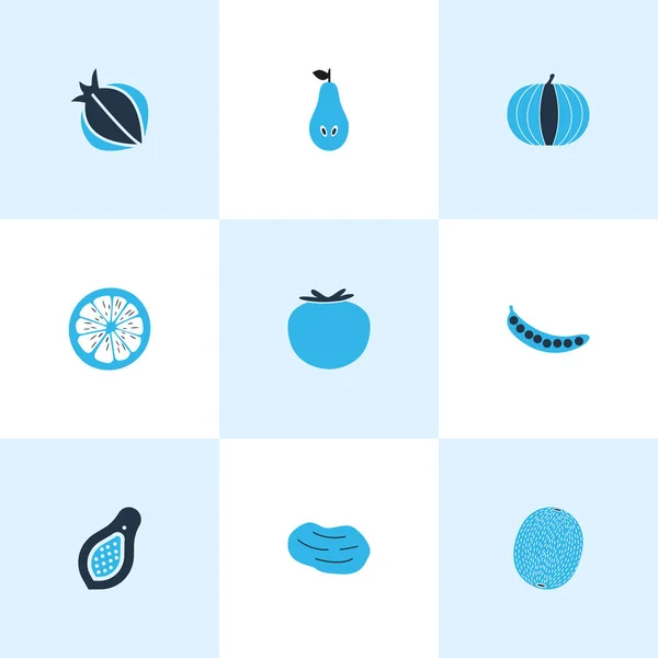 Jídlo ikony barevné sady s hruškou, hrášek, brambor a jiných přírodních prvků. Izolované vektorové ilustrace potravin ikony. — Stockový vektor