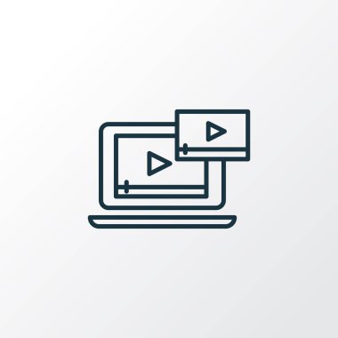 Video içerik simge satır sembolü. Premium kalite izole akış öğesinde trendy tarzı.
