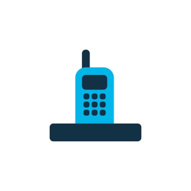 Telefon simgesi renkli sembol. Moda tarzında birinci kalite izole telefon ögesi.