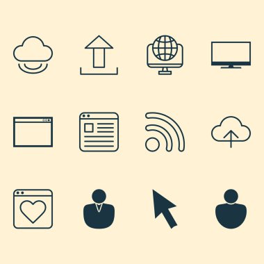 Set ile sanal web simgeler, uygulama penceresinin, tarayıcı ve diğer depolama öğeleri. İzole vektör çizim web simgeler.