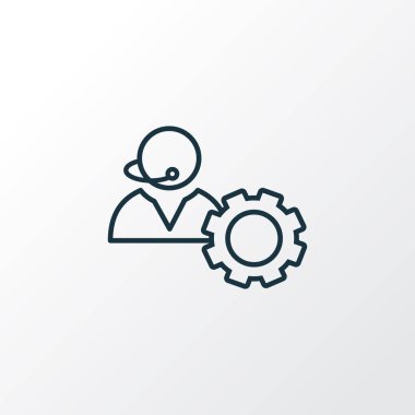 Teknik destek simgesi çizgi sembolü. Moda tarzında birinci kalite izole operatör ögesi.