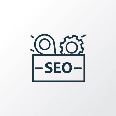 SEO paketi simgesi satır sembolü. Premium kalite izole kapsayıcı öğe trendy tarzı.