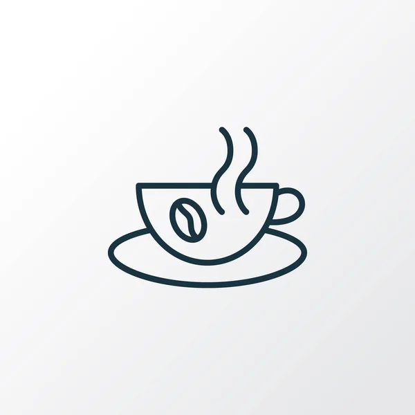 ホット コーヒーのアイコン ライン シンボル。トレンディなスタイルのプレミアム品質分離カプチーノ要素. — ストック写真