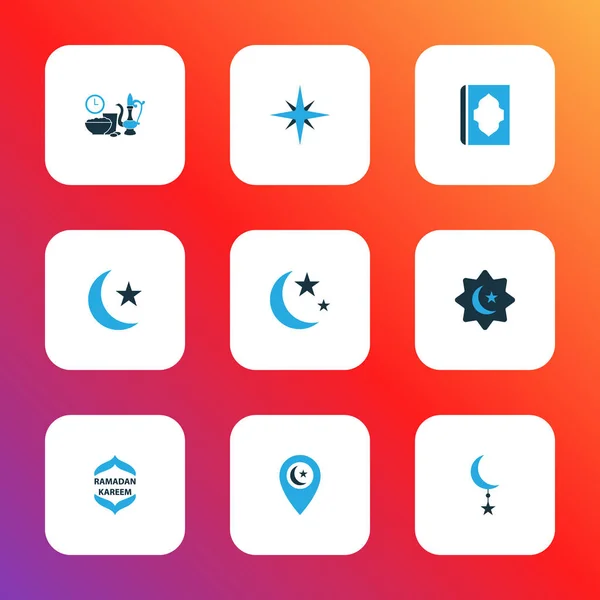 Holiday icons colored set with kareem, star, isha and other nacht elements. Isolated  illustration holiday icons. — Stock Photo, Image