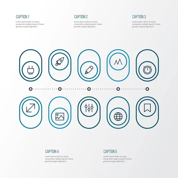 Style de ligne d'icônes utilisateur défini avec action, égaliseur, marque et autres éléments d'activité. Isolées icônes utilisateur illustration . — Photo