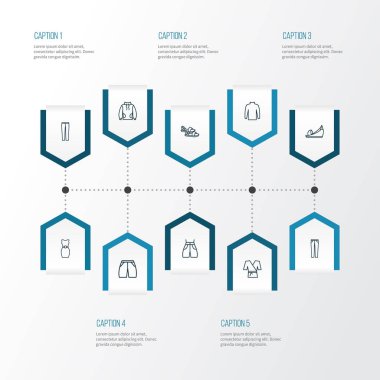 Stil ikonları stil şort, kimono, yüksek-yuvarlak yaka ve diğer yüksek bel şort öğeleri kümesi satır. İzole vektör çizim stil ikonları.