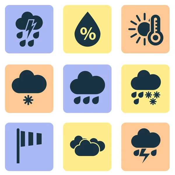 Air icons set with humidity, temperature, light and other flag elements. Isolated  illustration air icons. — Stock Photo, Image