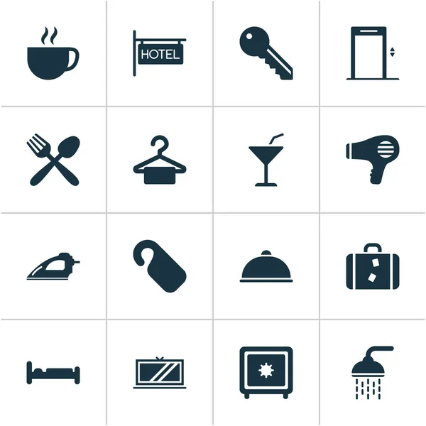 Conjunto de iconos de vacaciones con llave, comida, tv y otros elementos de electrodomésticos. Iconos de vacaciones de ilustración aislada . — Foto de Stock