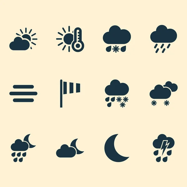 Climate icons set with deluge, vane, weather and other moon elements. Isolated  illustration climate icons. — Stock Photo, Image