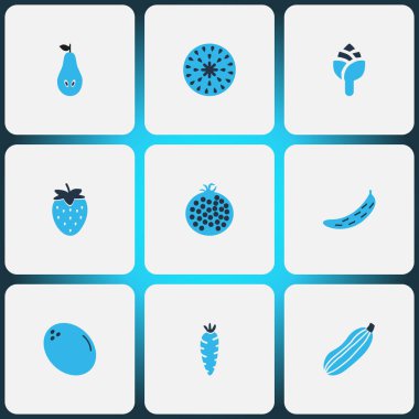 Sebze simgeler kümesi garnet, enginar, salatalık ve diğer kabak öğelerle birlikte renkte. İzole illüstrasyon sebze simgeler.