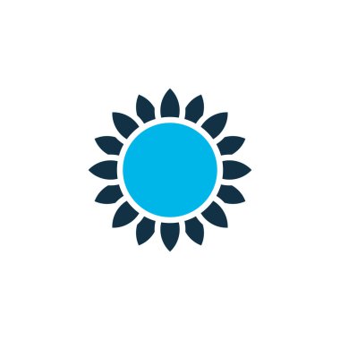 Ayçiçeği renkli simge. Moda tarzında birinci kalite izole çiçek ögesi.