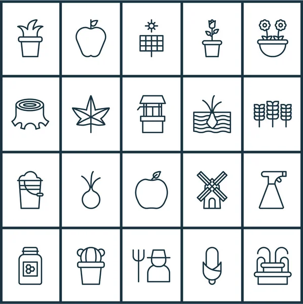 Gardening icons set with windmill, stump, leaf and other source elements. Isolated  illustration gardening icons. — Stock Photo, Image