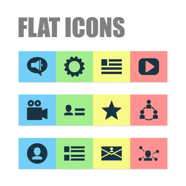 Social icons set with community, personal data, profile and other picture elements. Isolated vector illustration social icons.