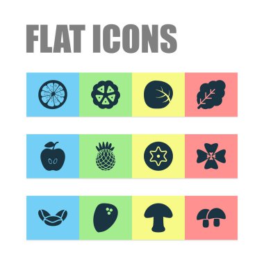 Sebze Icons set ile elma, beyaz lahana, baba ve diğer doğa öğeleri ile. İzole vektör çizim sebze simgeler.