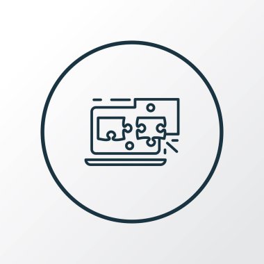 İlgili içerik simge satır sembolü. Premium kalite izole bulmaca öğe trendy tarzı.