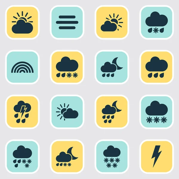 Air icons set with snow, thunderstorm, heavy sleet night and other voltage elements. Isolated  illustration air icons. — Stock Photo, Image