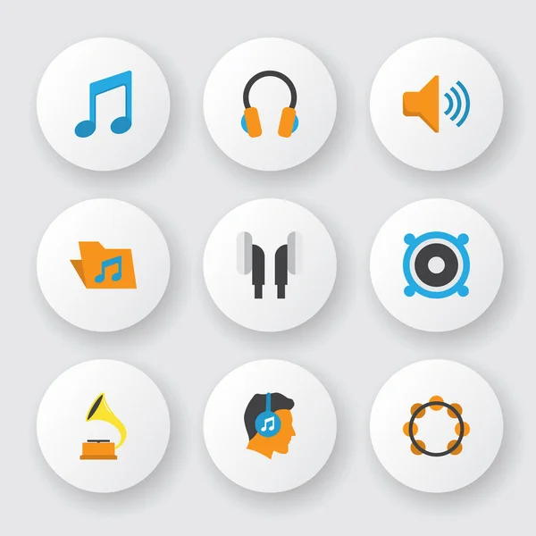 Audio-Icons flachen Stil mit Stimme, hören, Bullhorn und andere Audio-Elemente eingestellt. isolierte Vektorillustration Audio-Icons. — Stockvektor