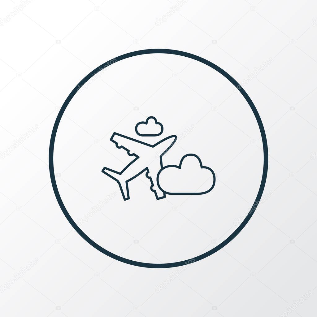Plane in the cloud icon line symbol. Premium quality isolated flight element in trendy style.