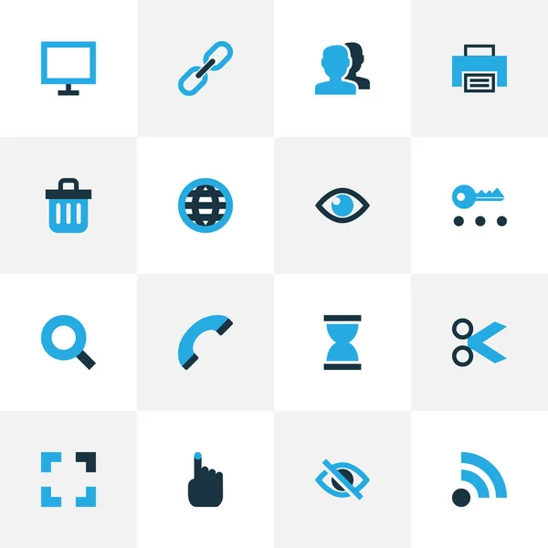 Iconos de interfaz de color conjunto con la búsqueda, ocultar, ojo y otros elementos wifi. Iconos de interfaz de ilustración vectorial aislado . — Archivo Imágenes Vectoriales