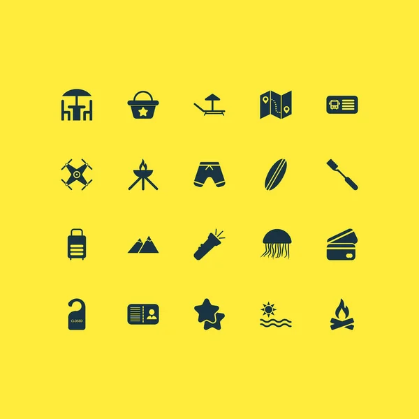 Trip icons set with star, credit card, cafe and other barbecue elements. Isolated  illustration trip icons. — Stock Photo, Image