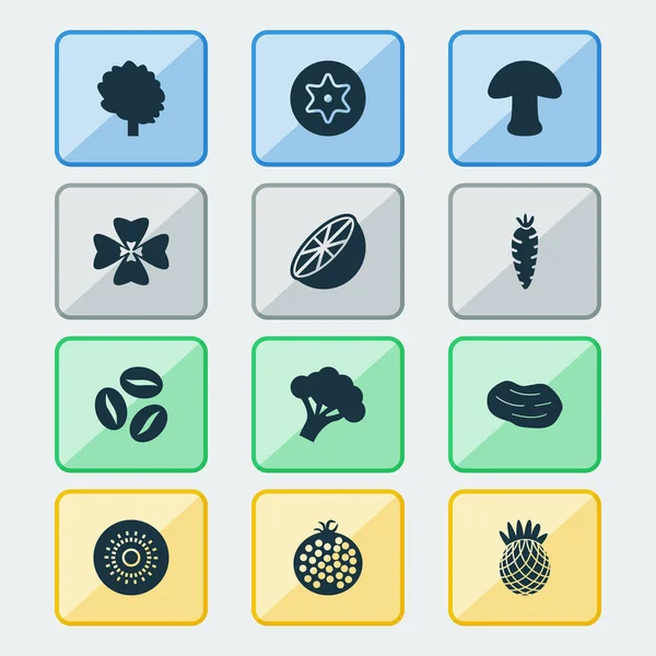 Vegetable icons set with potato, dad, clover and other kiwi elements. Isolated  illustration vegetable icons.