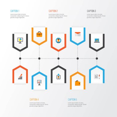 İş ikonları/simgeleri stil istatistikleri, posta, evrak ve diğer sözleşme öğeleri kümesi düz. İzole vektör illüstrasyon iş ikonları/simgeleri.