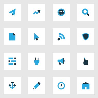 Tak, kümesiyle renkli simgeler arabirim panosu, korumak ve diğer ok öğeleri. İzole illüstrasyon arayüzü simgeler.
