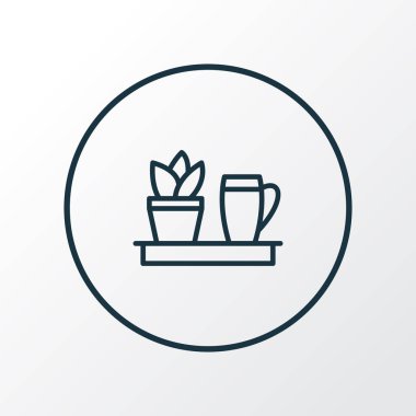 Mutfak bitki simgesi satır sembolü. Premium kalite izole saksı öğe trendy tarzı.