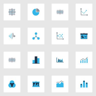 Grafikler, diyagramlar ve istatistik simgeleri kümesi. Kaliteli sembol koleksiyonu. Simgeler web, uygulama ve UI tasarımı için kullanılabilir.