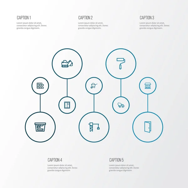 건설 아이콘 선 시멘트 차량, 파는, 가정 및 다른 벽 화가 요소를 설정 하는 스타일. 고립 된 그림 건축 아이콘. — 스톡 사진