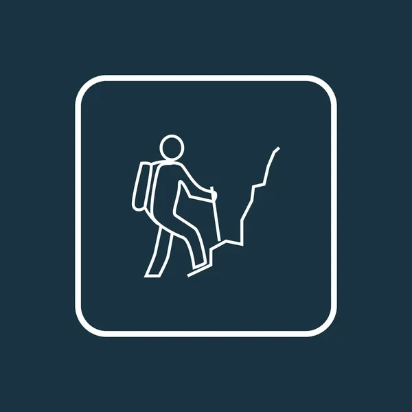 ハイキング男アイコン ライン シンボル。トレンディなスタイルのプレミアム品質分離登山要素. — ストック写真
