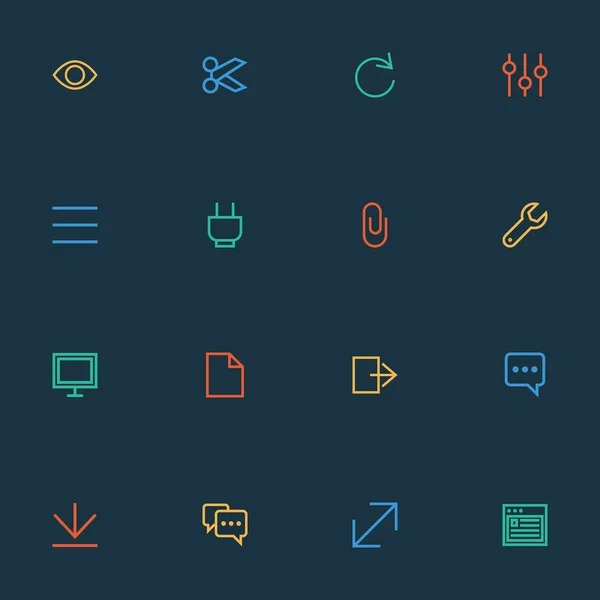 Iconos de usuario conjunto de estilo de línea con messenger, descarga, pin y otros elementos de archivo. Iconos de usuario de ilustración vectorial aislado . — Vector de stock