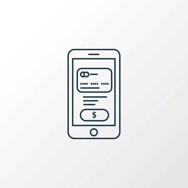 Símbolo de línea de icono de banca móvil. Elemento de pago de teléfono aislado de calidad premium en estilo moderno . — Vector de stock