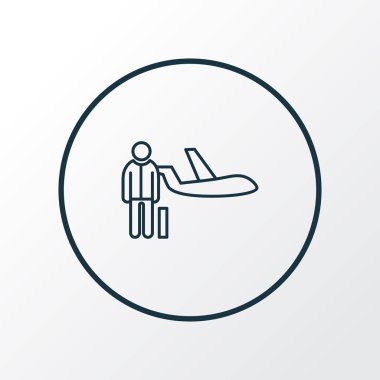 Kişisel uçak simgesi satır sembolü. Premium kalite izole yolcu öğe trendy tarzı.