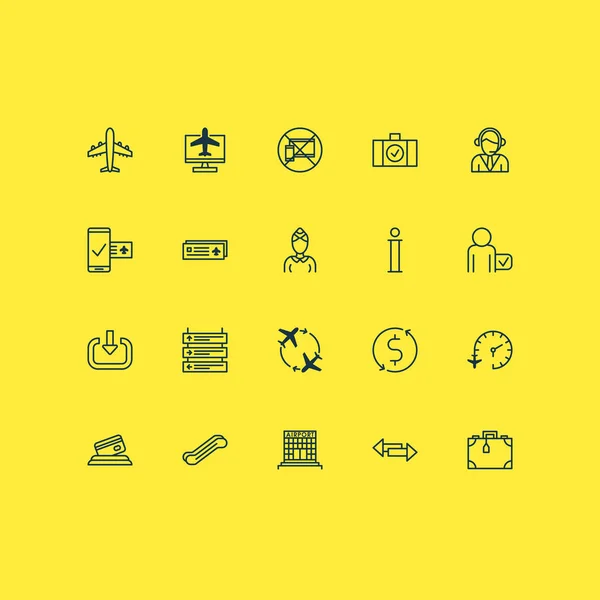 Transportation icons set with passenger, mobile booking, no mobile devices and other internet ticket elements. Isolated  illustration transportation icons. — Stock Photo, Image