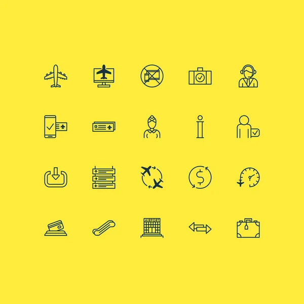 Iconos de transporte establecidos con pasajeros, reserva móvil, sin dispositivos móviles y otros elementos de boletos de Internet. Iconos de transporte de ilustración aislada . —  Fotos de Stock