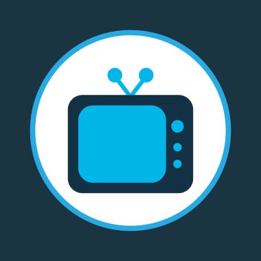 Televizyon simgesi renkli sembol. Moda tarzında birinci sınıf kalitede izole edilmiş televizyon ögesi.