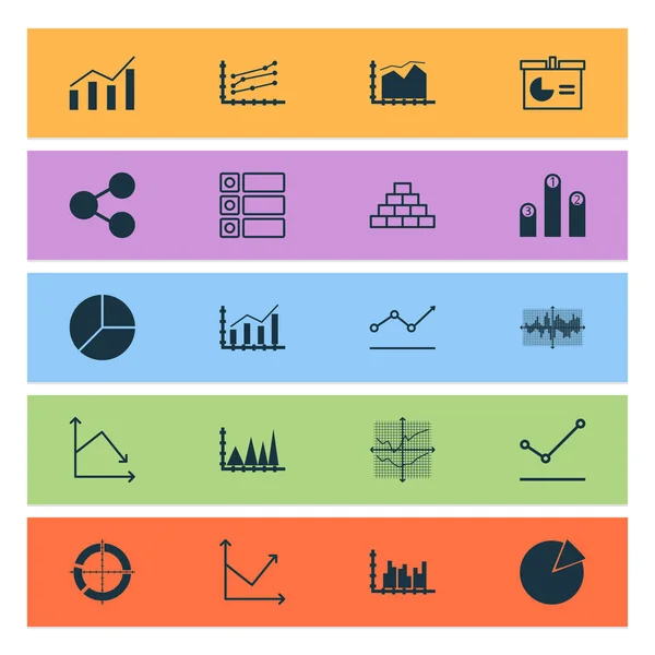 그래프, 도표, 통계 아이콘들의 세트. 프리미엄 품질의 심볼 컬렉션. 아이콘은 웹, 앱 , UI 디자인에 사용 할 수있습니다.. — 스톡 사진