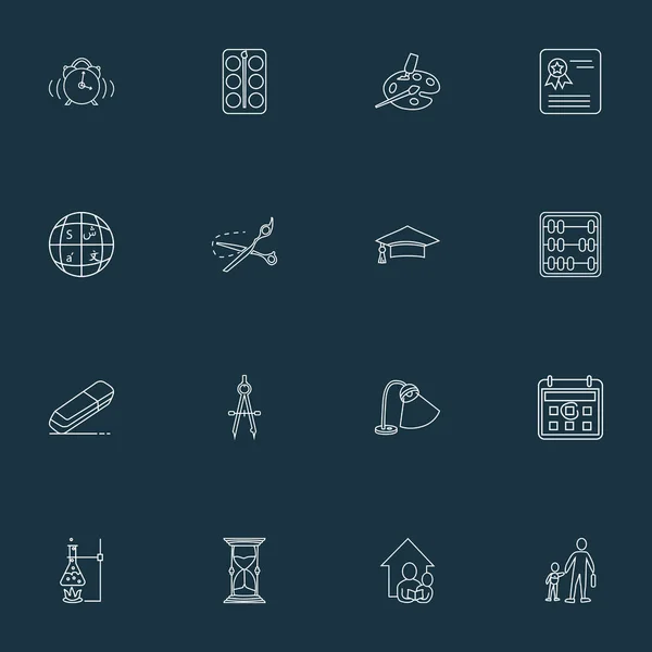 Bildung Symbole Linie Stil-Set mit abak, Chemie, Kompass und andere Tischleuchten Elemente. isolierte Vektor Illustration Bildung Symbole. — Stockvektor