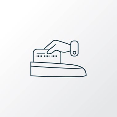 Ödeme simgesi çizgi simgesi ol. Premium kalite izole kredi kartı öğe trendy tarzı.