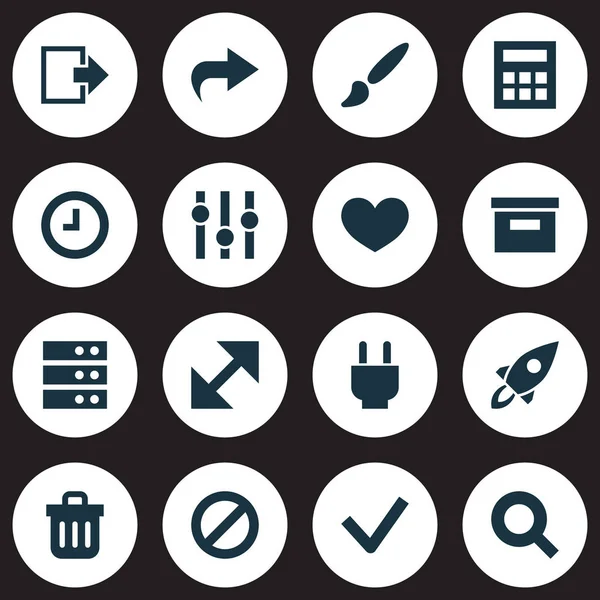Iconos de usuario configurados con anticipación, cierre de sesión, corazón y otros elementos del cohete. Iconos de usuario de ilustración vectorial aislado . — Vector de stock