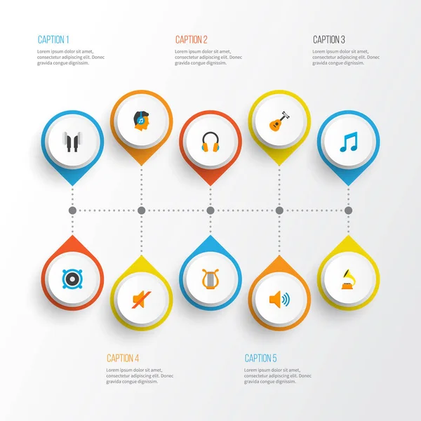 Icônes de musique ensemble de style plat avec voix, musique, guitare et autres éléments de tonalité. Isolé icônes de musique d'illustration . — Photo