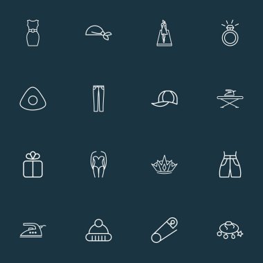 Stil ikonları stil kümesi kolsuz elbise, bilezik, bandana boyun atkısı öğeleri satır. İzole illüstrasyon stil ikonları.