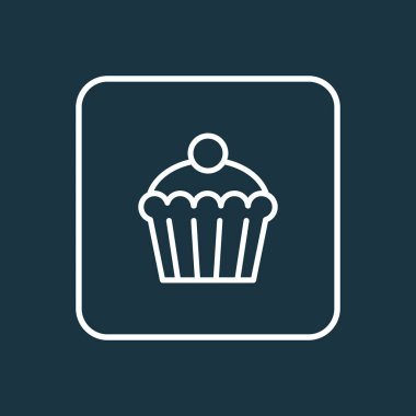 Cupcake simgesi satır sembolü. Premium kalite izole kek öğe trendy tarzı.